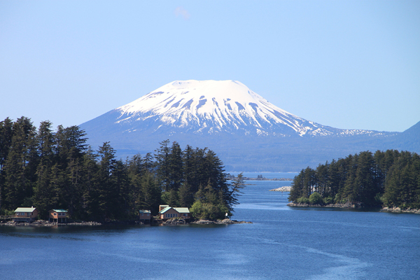 Snow capped volcano